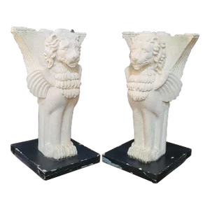 Winged Griffon Cast Plaster End Table Bases - a Pair
