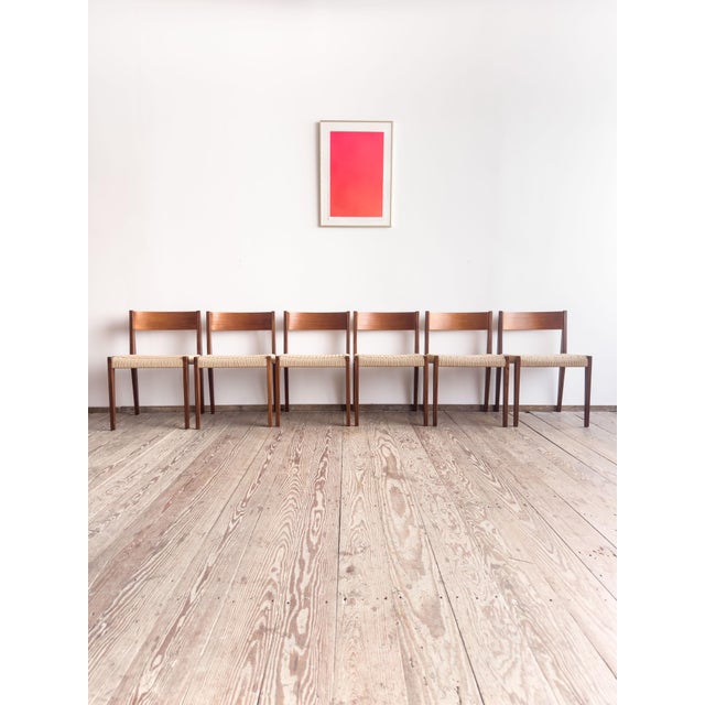 Cado Pia Dining Room Chairs in Walnut with Wickerwork by Poul Cadovius, Set of 6 For Sale - Image 4 of 16