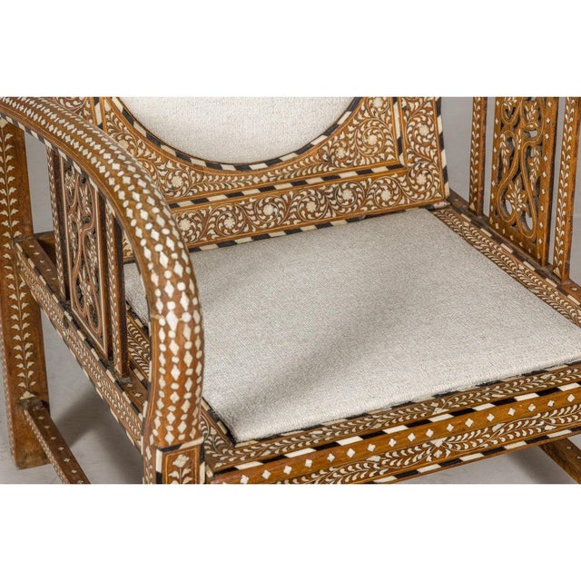 Anglo Style Bone Inlaid Armchair with Folding Back and Loop Arms For Sale In New York - Image 6 of 12