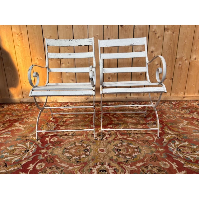 Antique Garden Armchair in Wrought Iron and Wood, 1800s For Sale - Image 4 of 6