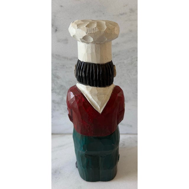 Vintage Hand Carved Wood Italian Chef Wine Bottle Holder For Sale In Austin - Image 6 of 12