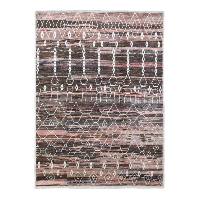 Pink & Brown Large Modern Wool Rug For Sale