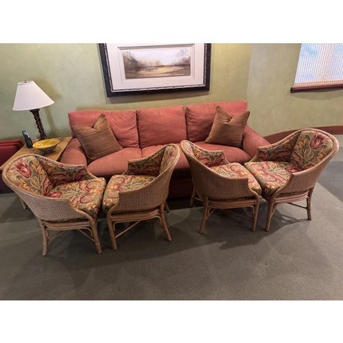 Wood 1960s Set of Four McGuire Bamboo & Cane Upholstered Game Chairs For Sale - Image 7 of 12