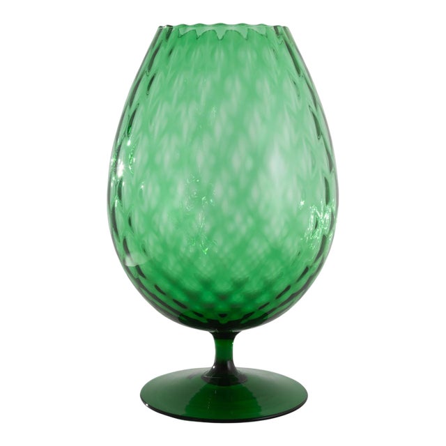 1960s Italian Green Glass Goblet For Sale