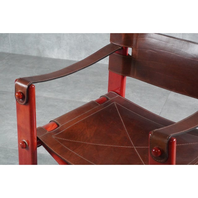 1970s Bardella Chair in Wood and Leather by Umberto Brandigi for Poltronova, 1967 For Sale - Image 5 of 11