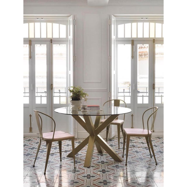 New Industrial Wrought Iron Shop Stool With Wooden Seat and Back For Sale - Image 9 of 11