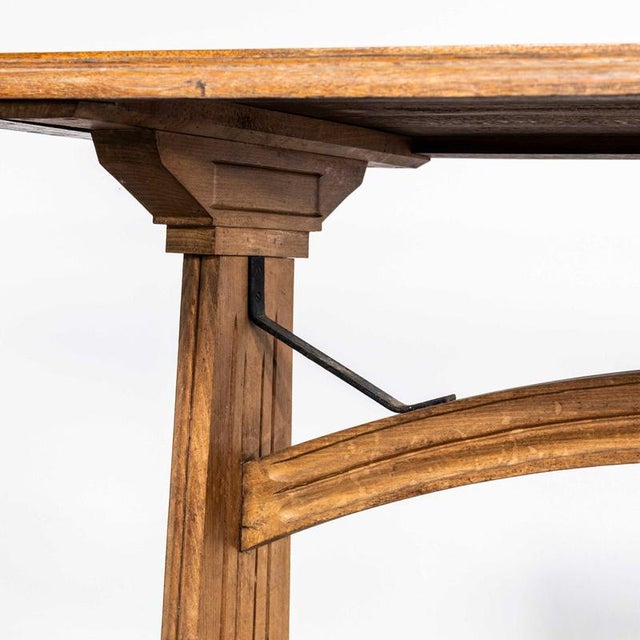Large French Oak Chapel Table with Arched Supports, 1950s For Sale - Image 3 of 7