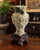 Mid 20th Century Large Chinese Hand-Carved Soapstone Vase With Floral, Butterfly & Bird Relief on Stand, 11.7"h For Sale - Image 9 of 10
