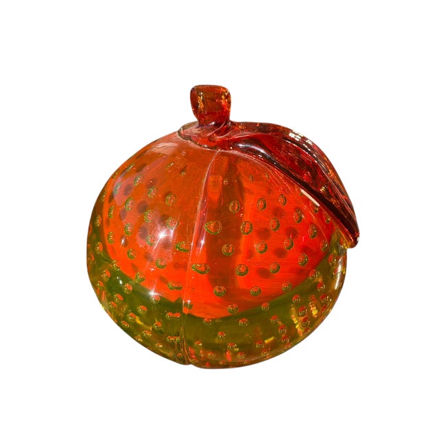 Pair of Alfredo Barbini Murano Italian Art Glass Fruit Paperweight Bookends.