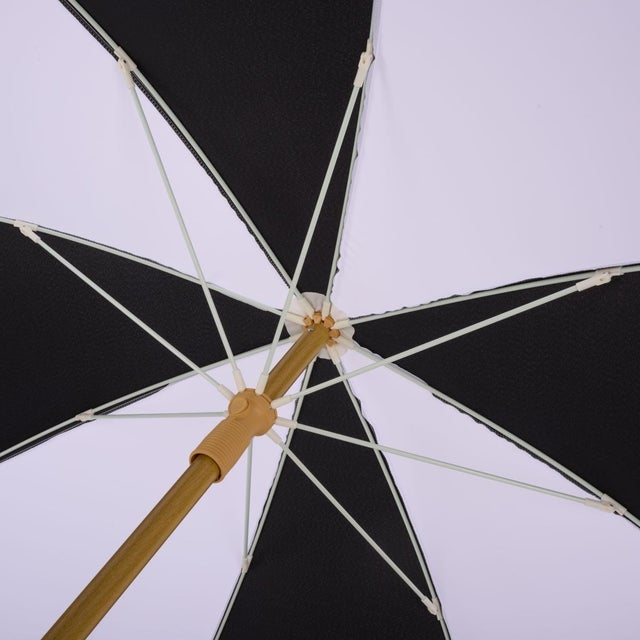 Spritely Home Gallo 6.5 Ft Beach Fringed Umbrella, Black Cabana Stripe For Sale - Image 4 of 8