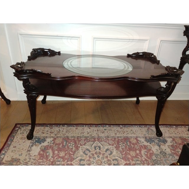 Rare Complete Set (3) of Adams Always Fine Furniture Louis XV Style Tiered Coffee Table and Matching Pair of Side Tables, Circa 1930-40s. For Sale In Raleigh - Image 6 of 12