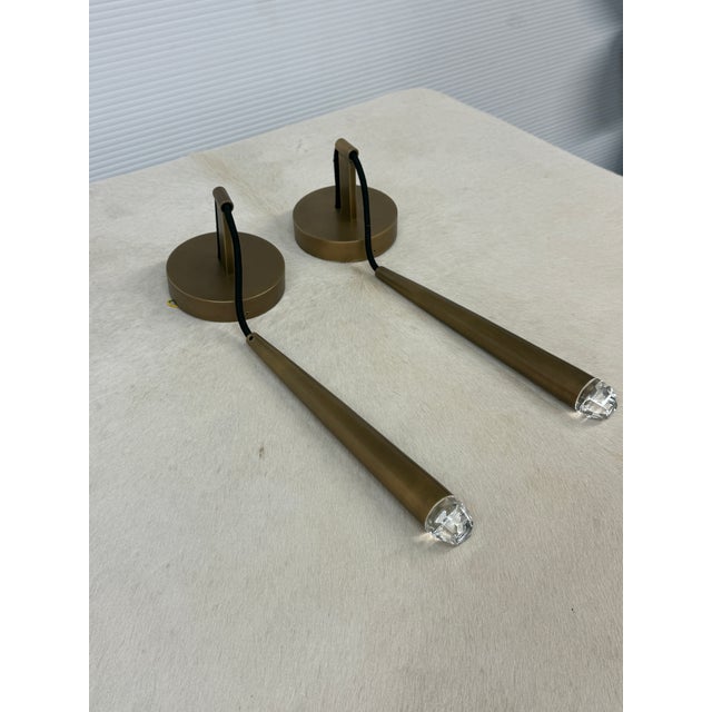 Gold Jonathan Browning for Restoration Hardware Aquitaine Brass Sconces, Pair For Sale - Image 8 of 12
