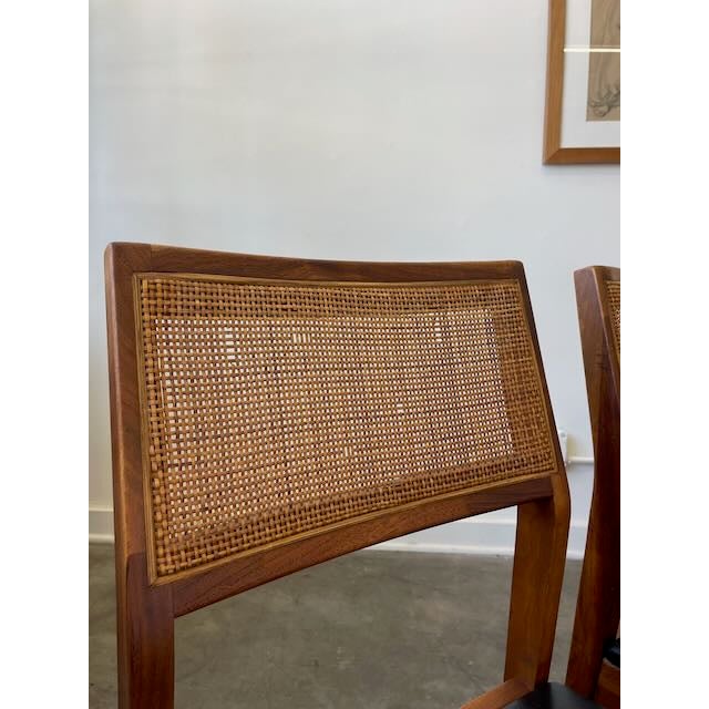 Brown Mid Century Walnut and Cane Dining Set For Sale - Image 8 of 16