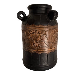 Late 20th Century Southwestern Geometric Clay Large Vase For Sale