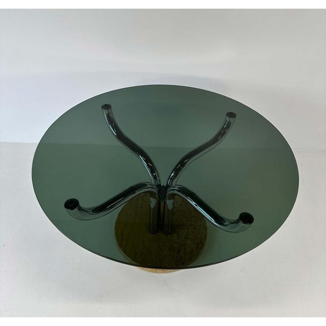 Vintage Italian Dining Table in Smoked Glass and Marble by Guido Faleschini, 1970s For Sale - Image 6 of 11