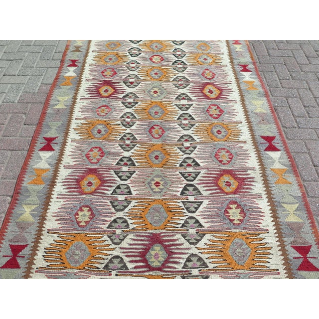 Mid-Century Modern 70s Turkish Handmade Rug Boho Area Kilim Rugs For Sale - Image 3 of 11