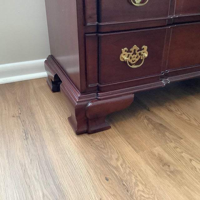 Antique Solid Cherry Chippendale Block Front Shell Carved Chest For Sale - Image 9 of 10