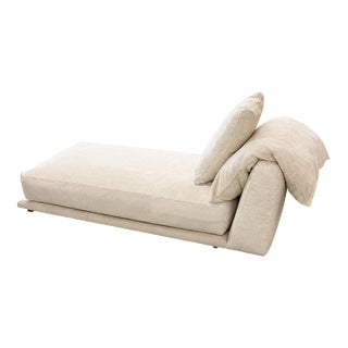 Montauk "Jill" Armless Chaise in Cream Off-White Velvet For Sale