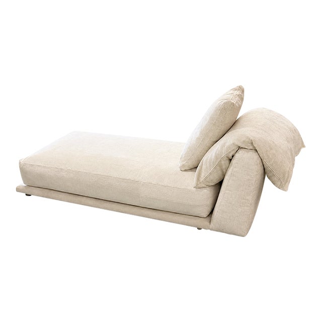 Montauk "Jill" Armless Chaise in Cream Off-White Velvet For Sale