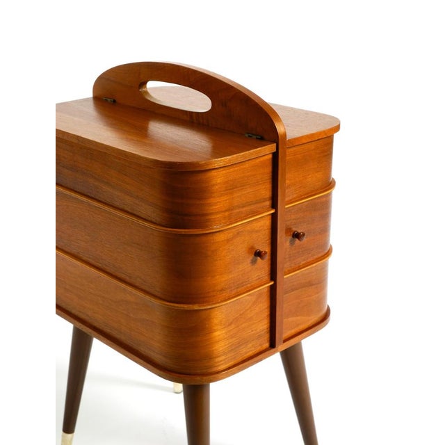 Mid-Century Modern Sewing Box with Teak Veneer and Many Compartments, 1950s For Sale - Image 16 of 18