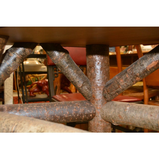 Vintage Hand Crafted Adirondack Style Log Wood Console Hall / Sofa Table - Angled Edge For Sale - Image 11 of 17
