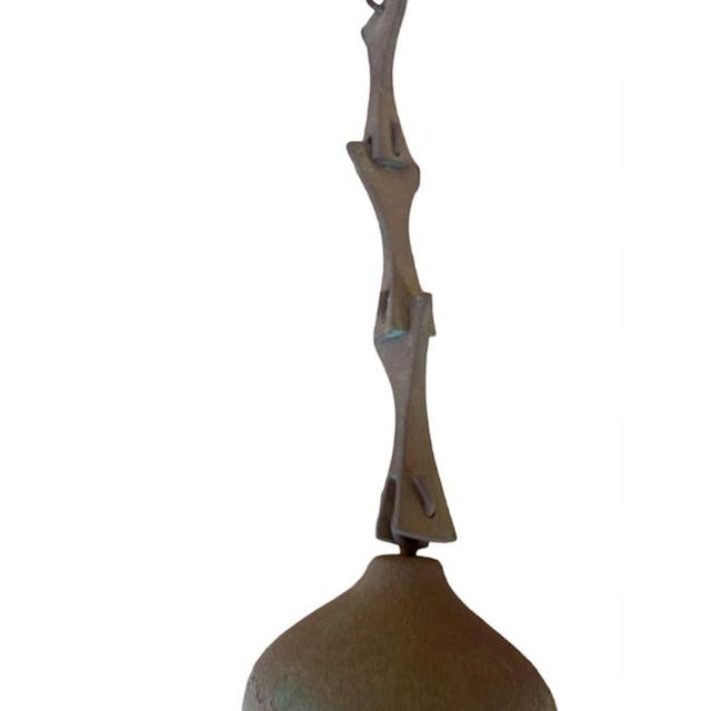Metal Mid 20th Century Authentic Paolo Soleri Cosanti Bronze Wind Bell With Stamped Maker's Mark For Sale - Image 7 of 9