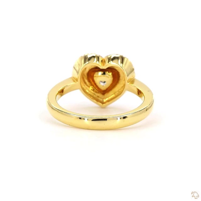 1.02 Carat Heart Shape Yellow Diamond White Diamond Ring, Size 6.5 For Sale In New York - Image 6 of 9