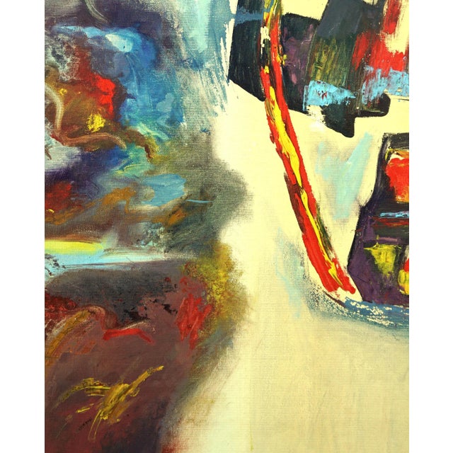 Dynamic painting in the San Francisco Bay Area Abstract Expressionist School-style. Unknown artist. Circa 1965, unframed....