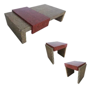 Two-Tone Cubist Style Side Table and Coffee Table Set - Set of 3