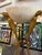 Wood 1970s Pair if Italian Gold Guild and Leather Lion Head Floor Planters For Sale - Image 7 of 8
