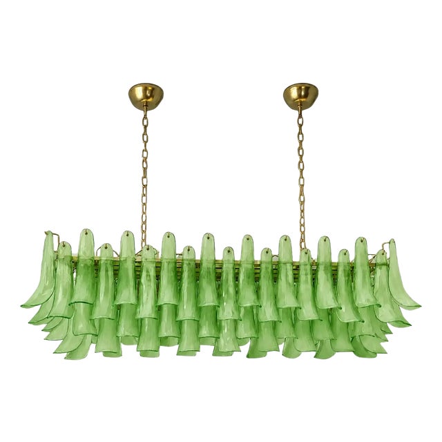 Green Frosted Selle Murano Glass Rectangular Chandelier in Mazzega by Simoeng for Simoeng For Sale