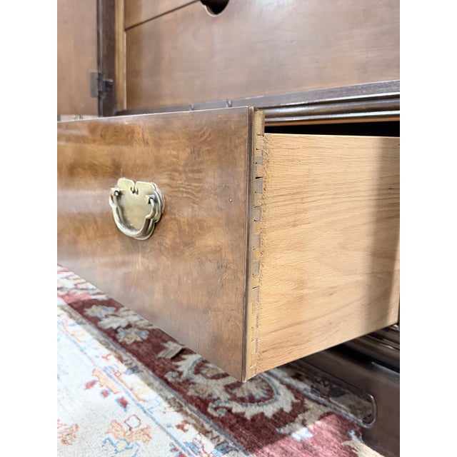 Late 20th Century Drexel Heritage Burlwood Hollywood Regency Armoire Cabinet For Sale - Image 9 of 12