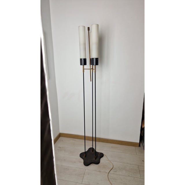 Vintage Floor Lamp with Marble Base and Brass Stem, 1950s, in Very Good conditions. Designed 1950 to 1959 I have official...