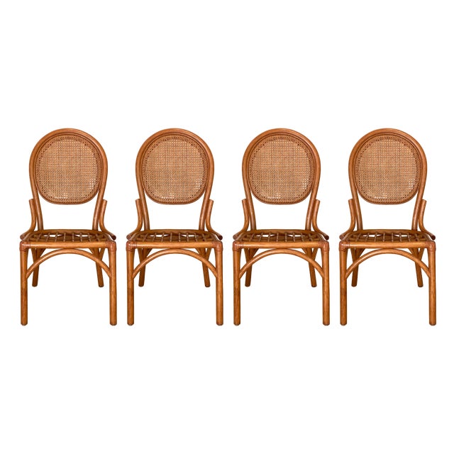 Bamboo Chairs in Vienna Straw from Gervasoni, Set of 4 For Sale