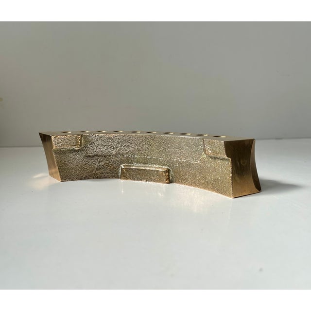 Brutalist Gear Fragment Pen Holder in Bronze, 1970s For Sale - Image 10 of 12