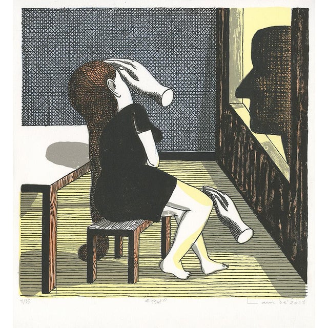 Eric lambé 19m2, 2017 original 2-colour lithograph, enhanced with three colours with stencils on bfk rives paper 280g...