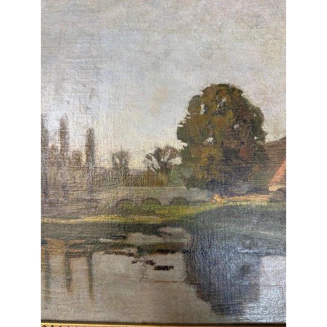 Brown Friedrich Fennel, River Landscape, Oil Painting on Canvas, Framed For Sale - Image 8 of 13