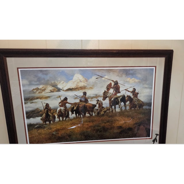American The Ploy by Renowned Western Artist Howard Terpning 1978 Print Signed and Numbered 190/1000 With Coa For Sale - Image 3 of 10