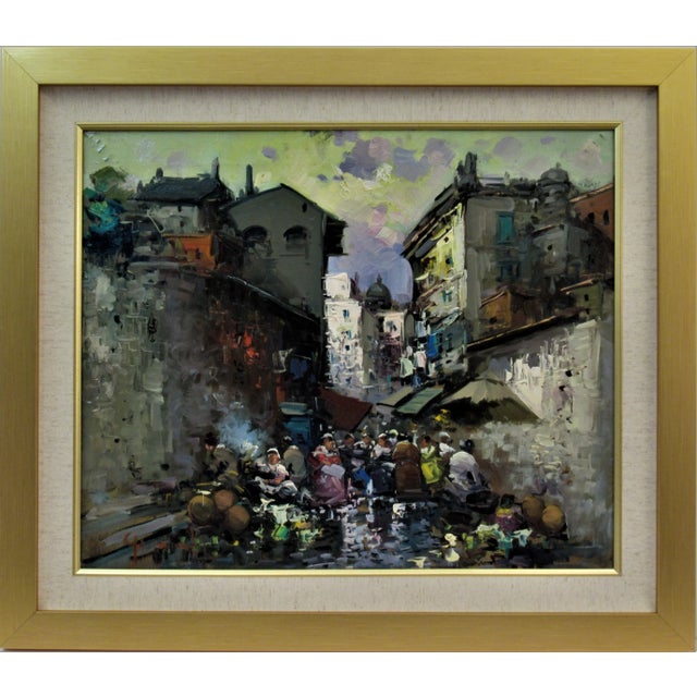 Paint Giovani Guarlotti, Street Market, Circa 1935 For Sale - Image 7 of 7