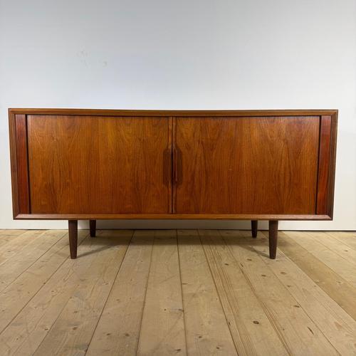 Mid-Century Scandinavian Teak Sideboard with Retractable Doors For Sale - Image 14 of 15