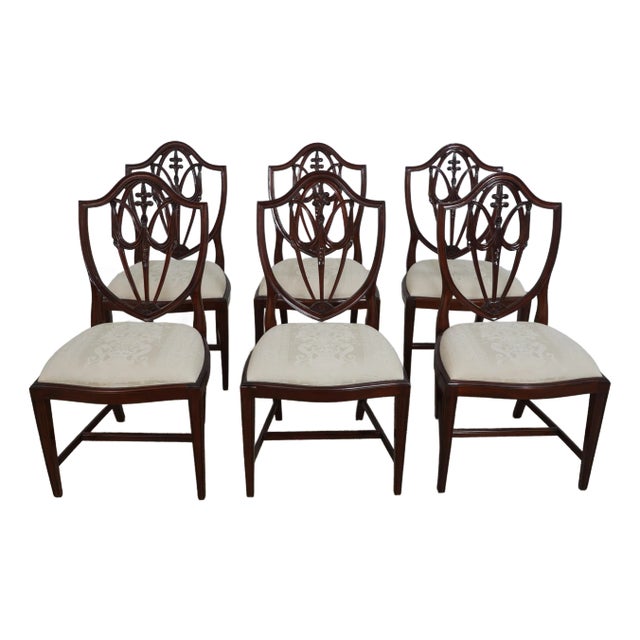 Set of 6 Federal Style Mahogany Shield Dining Room Chairs For Sale