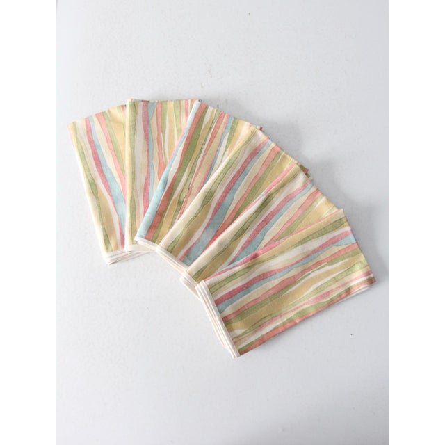 Textile Mid-Century Striped Napkins Set of 6 For Sale - Image 7 of 8