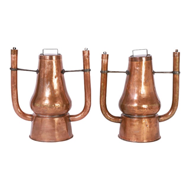 Pair of Antique French Copper Bath Warmers For Sale