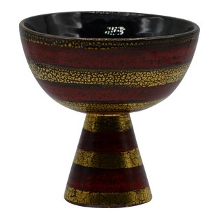 1960s Italian Ceramic Pedestal Footed Compote Chalise For Sale