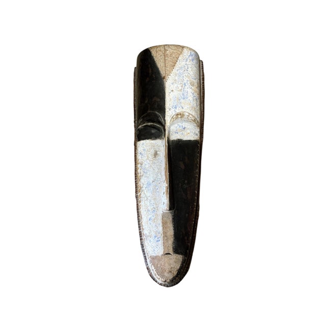 African Vintage Large Fang Mask Elongated Face Gabon African Mask 32.25" H For Sale - Image 3 of 7