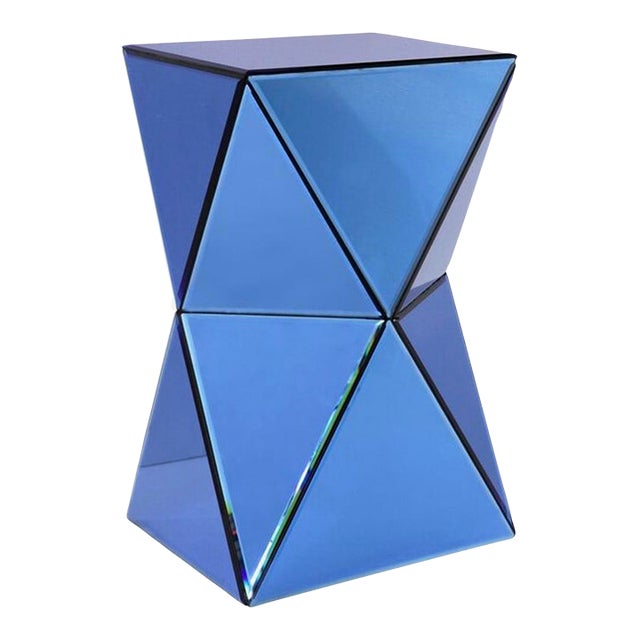 Romano Side Table in Sapphire Blue Mirror For Sale