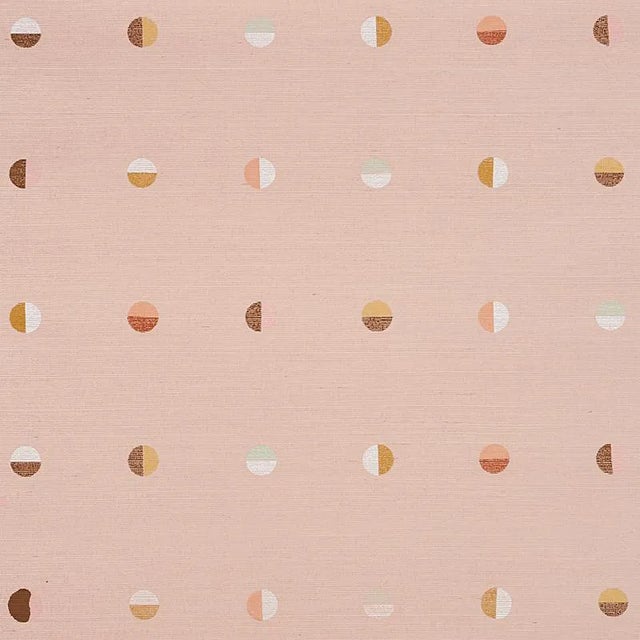 Schumacher X Caroline Z Hurley Joshua Tree Hand Printed Sisal Wallpaper in Petal - 8 Yards For Sale