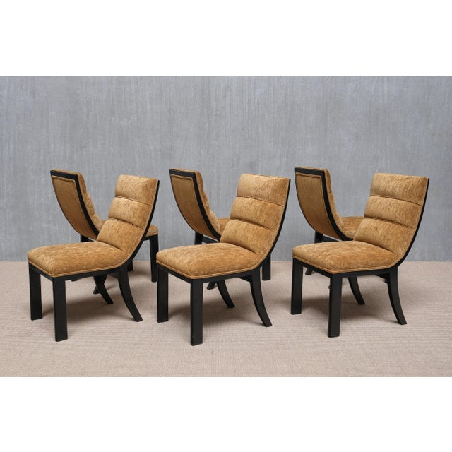 This exceptionally rare set of six dining chairs was designed by Melchiorre Bega in the 1930s and produced by Bega & Figli...