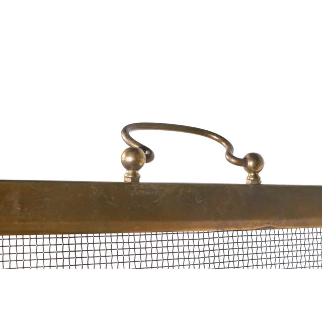 Brass Vintage Folding Fireplace Screen Spark Guard For Sale - Image 8 of 9