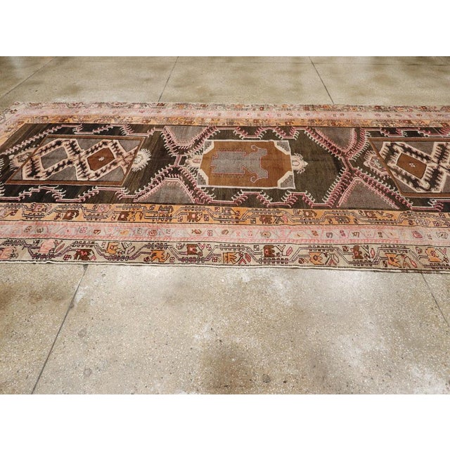 Galerie Shabab Collection Mid-20th Century Turkish Anatolian Wide Gallery Runner For Sale In New York - Image 6 of 10
